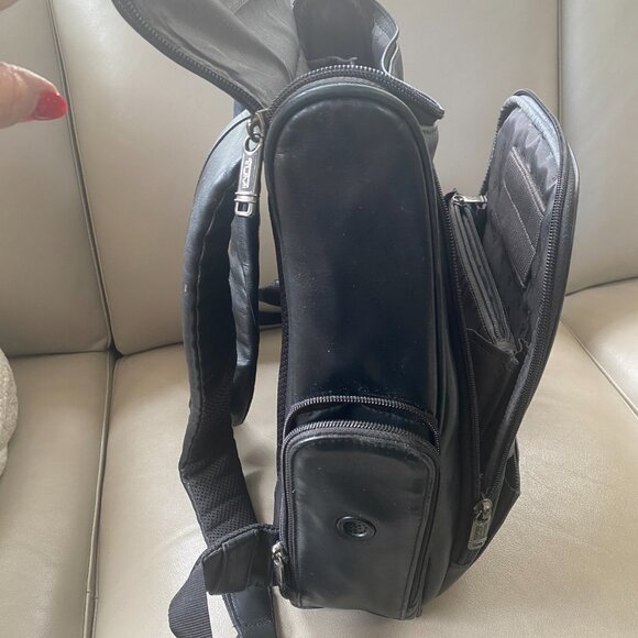 Tumi Computer Backpack - Black Leather - Picture 2 of 3
